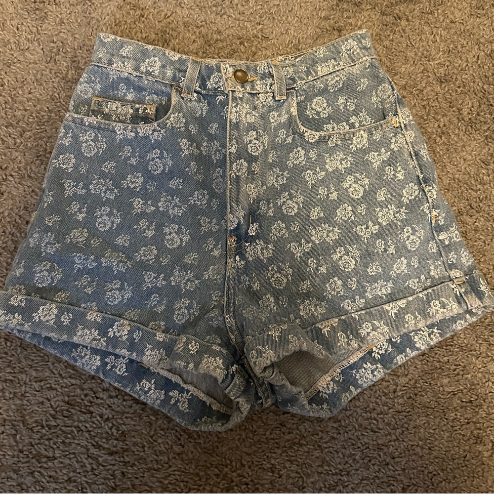 High waisted denim shorts